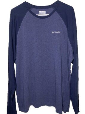 Columbia XXL Men's Solid Blue Raglan Baseball Shirt Top